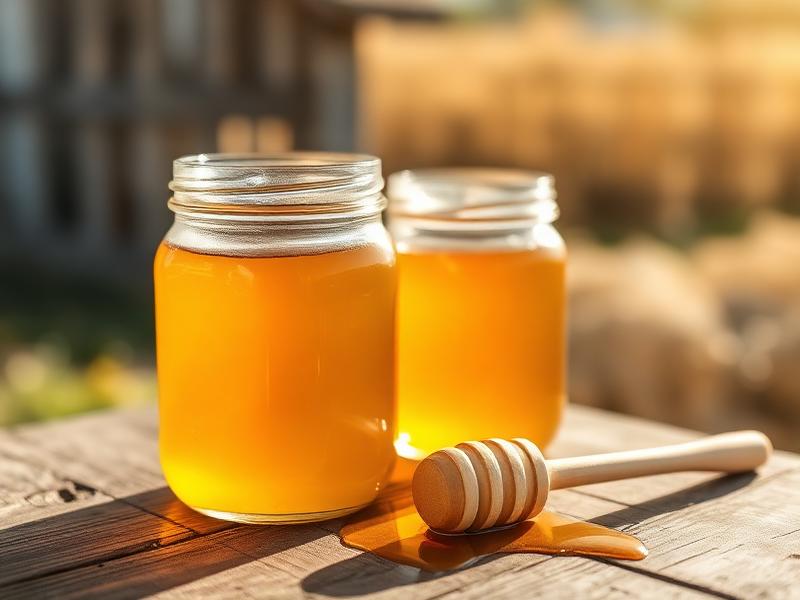 Jars of Cair Paravel Farmstead honey from the farm's apiary